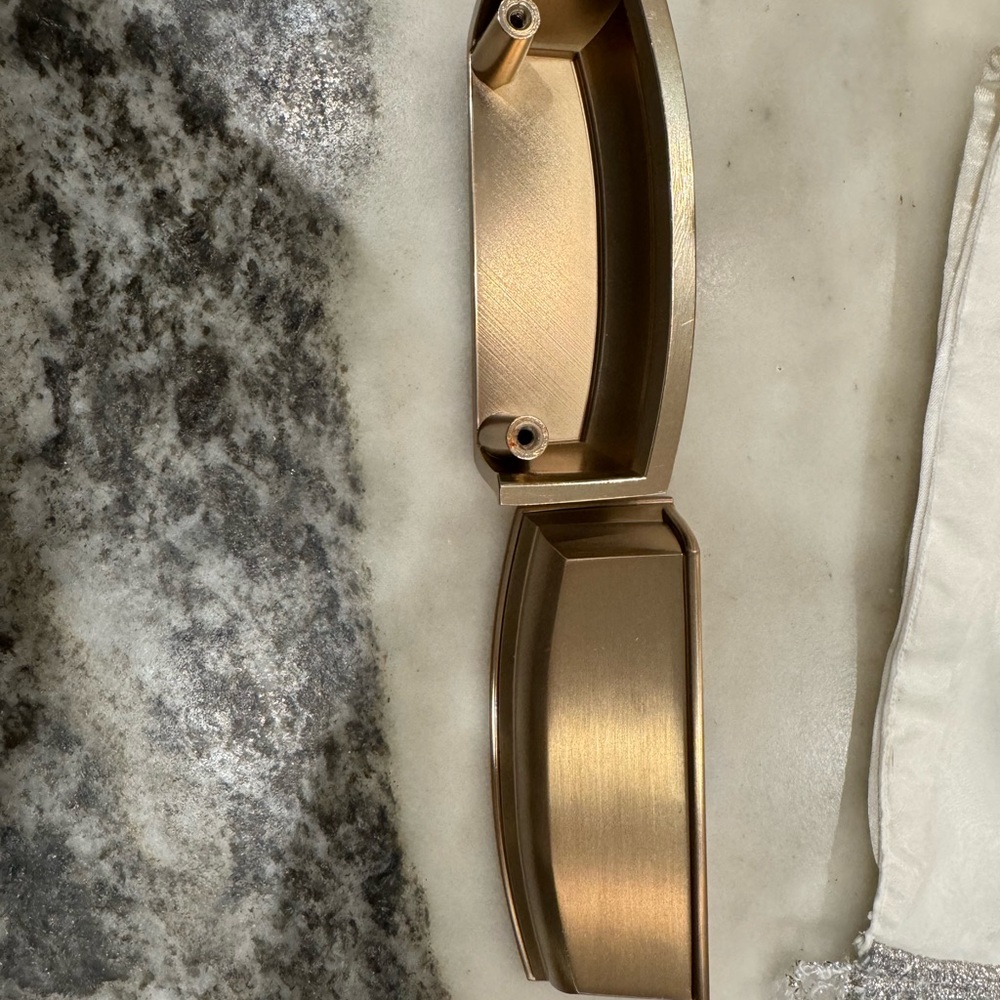 2 brushed brass cup pulls for cabinets